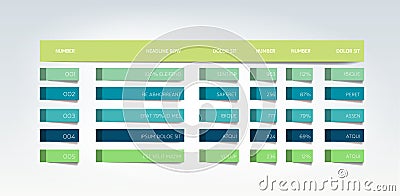 Table, schedule, tab, planner, infographic design template. Vector Illustration