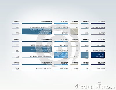 Table, schedule, tab, planner, infographic design template. Vector Illustration