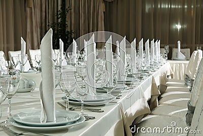 Table set for event party or wedding reception celebration Stock Photo