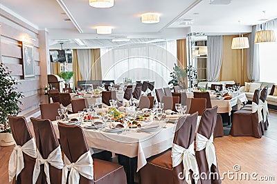 Table set for event party or wedding reception Stock Photo