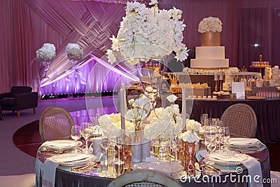 Table set for an event party or wedding reception Stock Photo