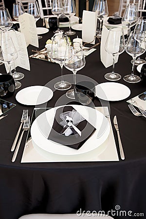 A table set for a reception Stock Photo