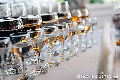 Table setting with alcohol for a buffet table Stock Photo