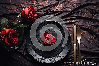 Table setting, harmonious combination of ornaments, dining for various events, wedding invitations, banquet christening Stock Photo