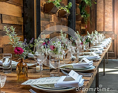 Table setting with wood table. Stock Photo