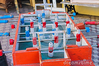 Table Soccer Detail Antique Detail Recreation Stock Photo