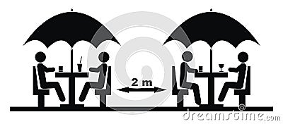 Table spacings in public dining rooms, vector icon Vector Illustration