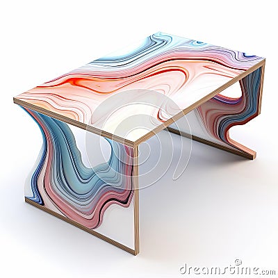 Algorithmic Art Table Design On White Background Isolation Stock Photo