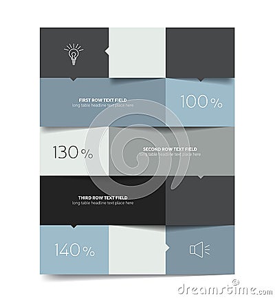 Table template. Schedule table. 3D table. Business table. Brochure table, schedule. Vector Illustration