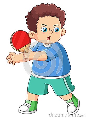Table tennis player, boy playing ping pong Vector Illustration