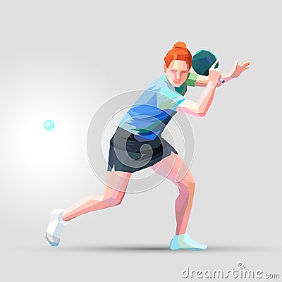 Table tennis player triangle polygonal low poly vector illustration Vector Illustration