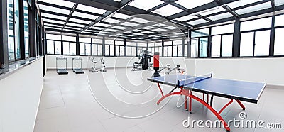 Table tennis table in gym Stock Photo