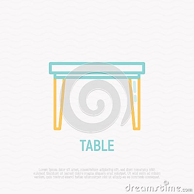 Table thin line icon. Modern vector illustration of furniture, element of interior Vector Illustration