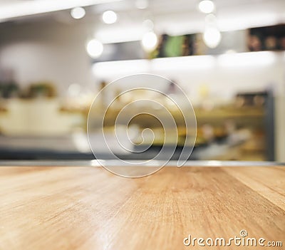 Table top with blurred kitchen background Stock Photo