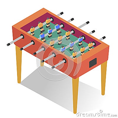 Table-top soccer or foosball. Kicker, football, competitive game for leisure time. Vector Illustration