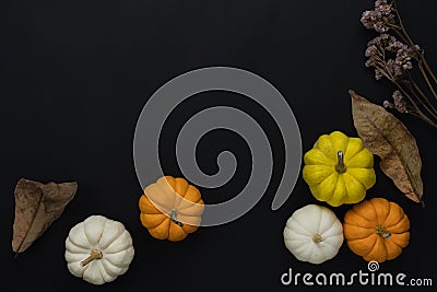 Table top view aerial image of decoration Happy Halloween or Thanksgiving day Stock Photo