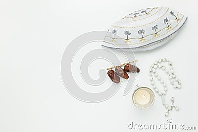 Table top view aerial image of decoration Ramadan Kareem holiday Stock Photo