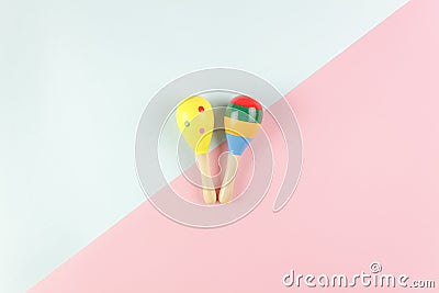 Table top view kids toys for develop background concept Stock Photo