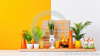 A table topped with vases filled with different types of plants, AI Stock Photo