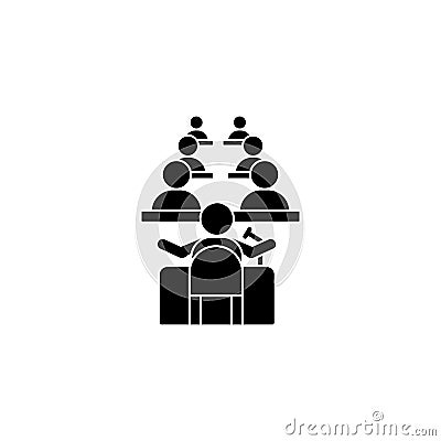 Table trainer microphone icon. Simple business indoctrination icons for ui and ux, website or mobile application Stock Photo
