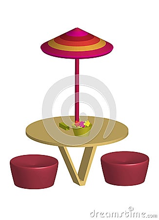 Table for two dining dine chat 3D vector white background Vector Illustration