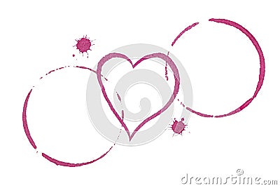 Table for Two Wine Stains and Heart Dating Concept Stock Photo