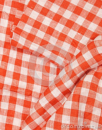 Tablecloth red and white checkered wavy texture background Stock Photo