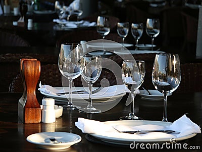 Tablesetting in a restaurant Stock Photo