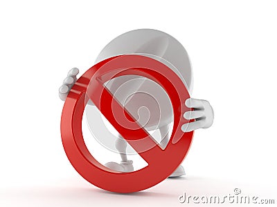 Tablet character with forbidden sign Stock Photo