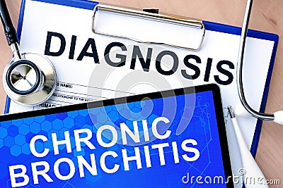 tablet with Chronic bronchitis Stock Photo