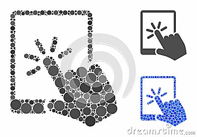 Tablet click Composition Icon of Spheric Items Vector Illustration