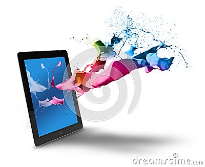 Tablet computer color splash Stock Photo