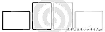 Tablet computer set mockups with empty touch screen Vector Illustration