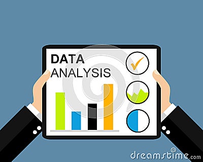 Tablet: Data Analysis - Flat Design Stock Photo