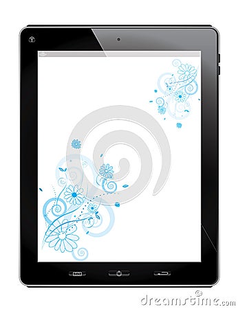 Tablet with floral design Vector Illustration