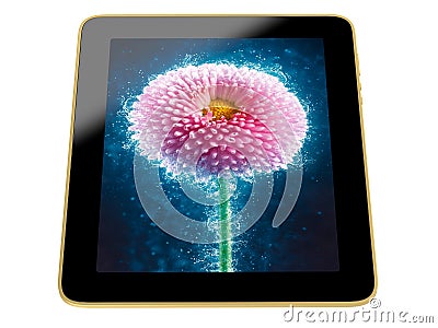 Tablet - flower image Stock Photo