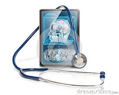 Tablet with fMRI Stock Photo