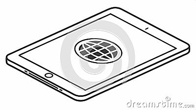 Tablet with globe vector, internet browsing, global connection design Generative AI Vector Illustration