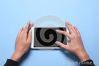 Tablet and hand Stock Photo