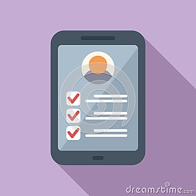 Tablet hr online person icon flat vector. Service marketing Vector Illustration