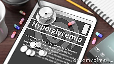 Tablet with Hyperglycemia on screen Stock Photo