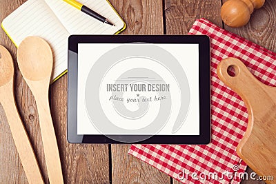 Tablet mock up template for recipe, menu or cooking app display Stock Photo