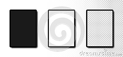 Tablet mockup. Tablet with Black, White and Transparent Screen. Template mockup Tablet in realistic design. Vector illustration Vector Illustration