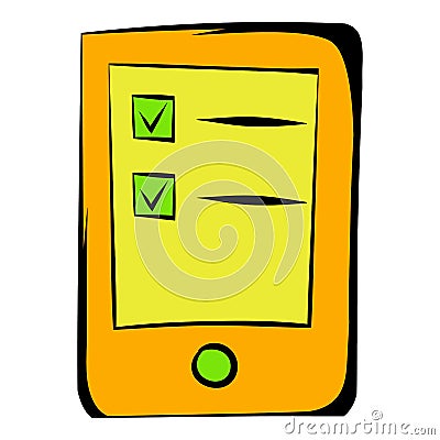 Tablet with the objectives of icon cartoon Vector Illustration