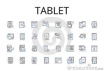 Tablet line icons collection. Gadget, Wireless, Device, Smartph, Netbook, Laptop, Computer vector and linear Vector Illustration