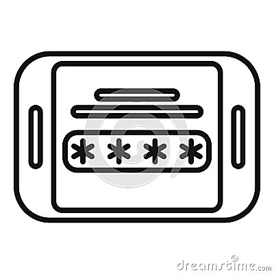 Tablet password icon outline vector. Data cipher Stock Photo