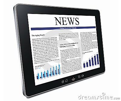 Tablet pc with business article Stock Photo