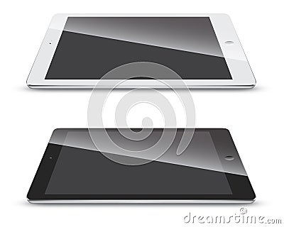 Tablet pc side view on white background. Vector Illustration