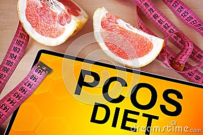 Tablet with PCOS diet Stock Photo