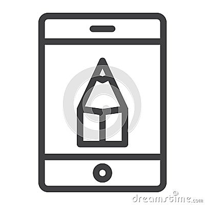 Tablet with pen line icon Vector Illustration